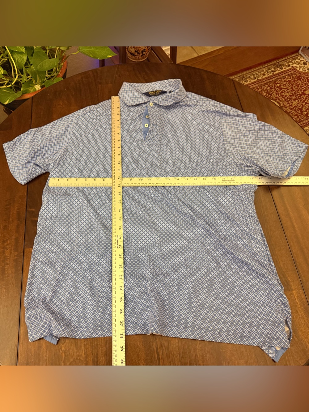 Ralph Lauren Light Blue Diamond-Pattern Polo